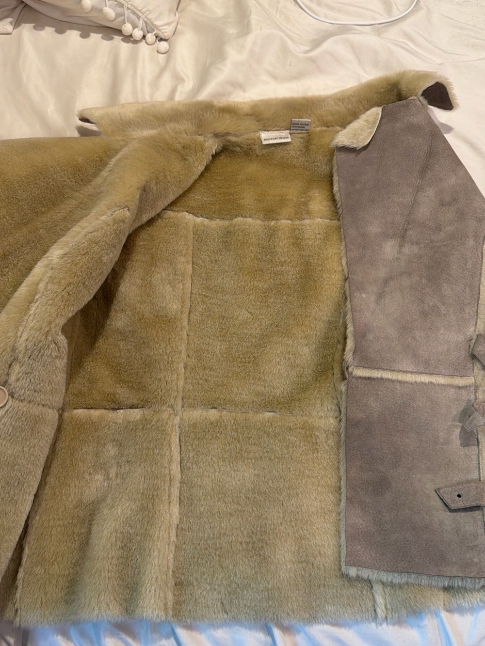 Newport News Taupe Shearling-Lined Suede Vest - Picture 2 of 3